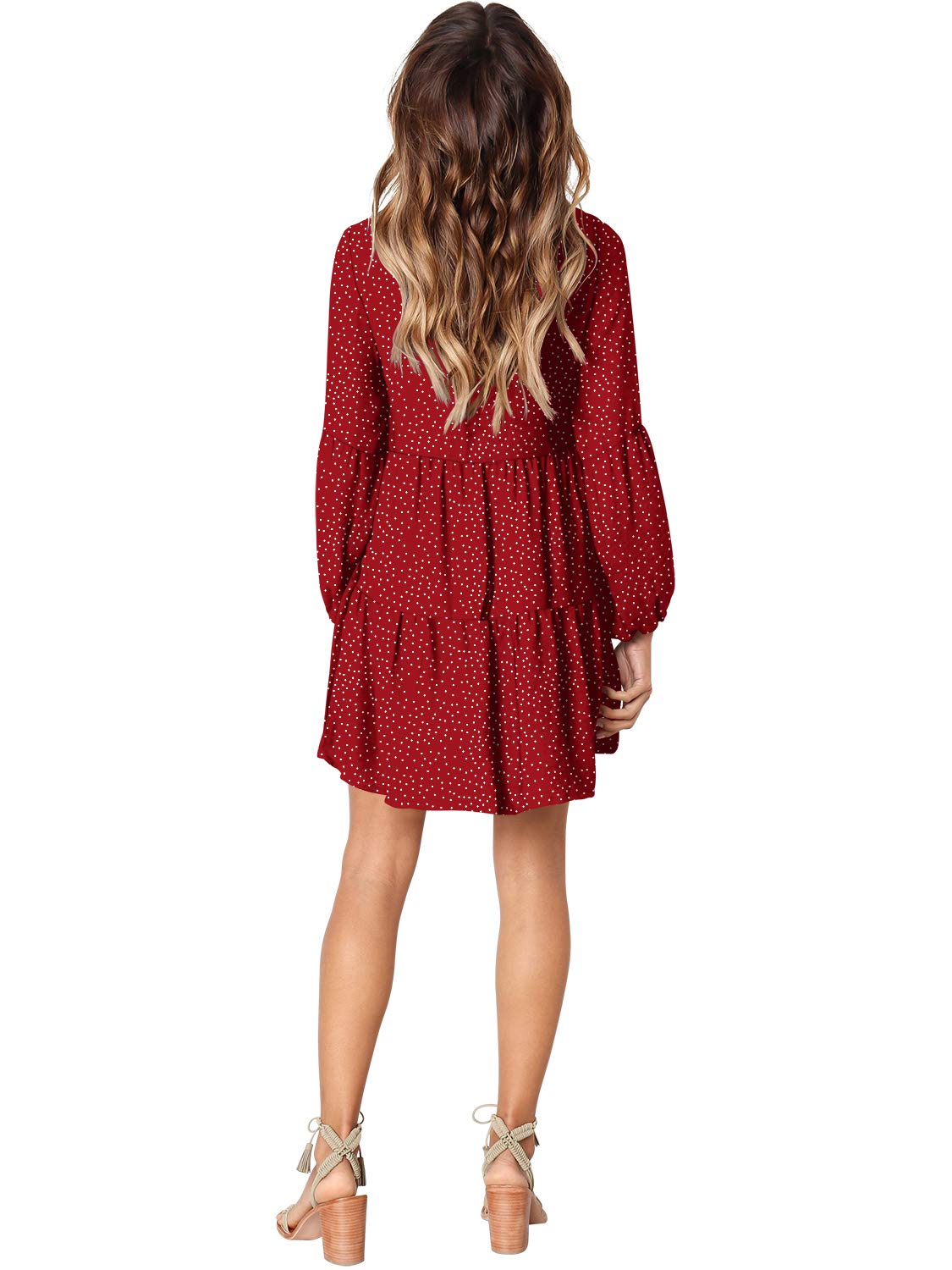 Foto 4 pulgar | Vestido Amoretu 2024, Cuello En V, Holgado, Con Lunares, Túnica Roja, Talla M - Venta Internacional.