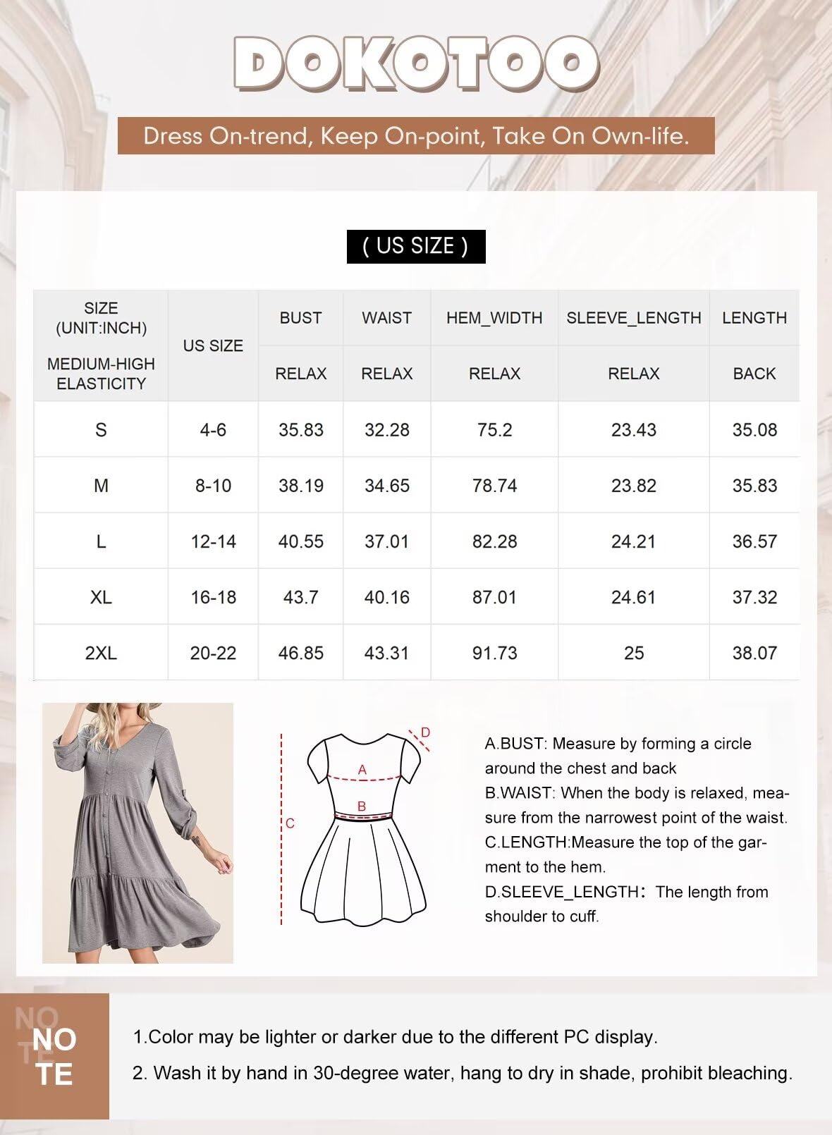 Foto 7 pulgar | Vestido Dokotoo Para Mujer, Cuello En V, Punto Acanalado, Manga Larga - Venta Internacional.