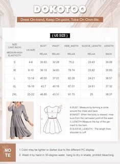Foto 6 | Vestido Dokotoo Para Mujer, Cuello En V, Punto Acanalado, Manga Larga - Venta Internacional.