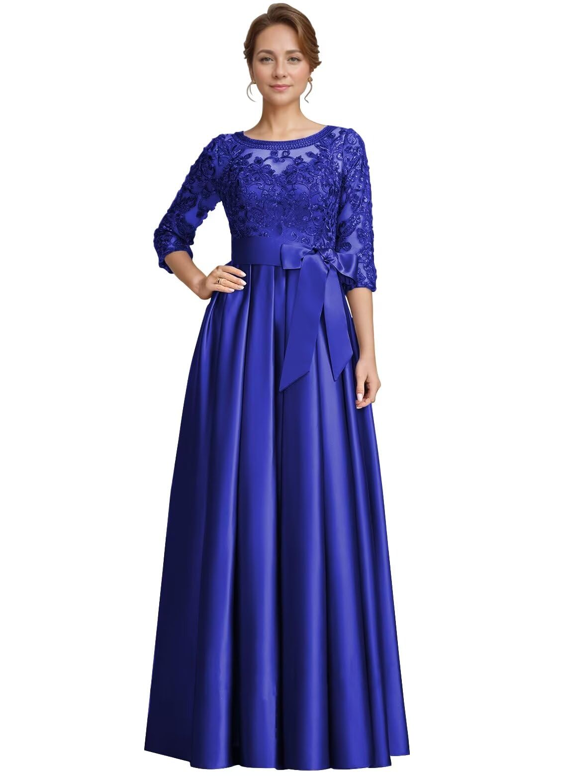 Foto 2 pulgar | Vestido De Noche Raomiao Para Madre Del Novio, Satén Azul Real - Venta Internacional.