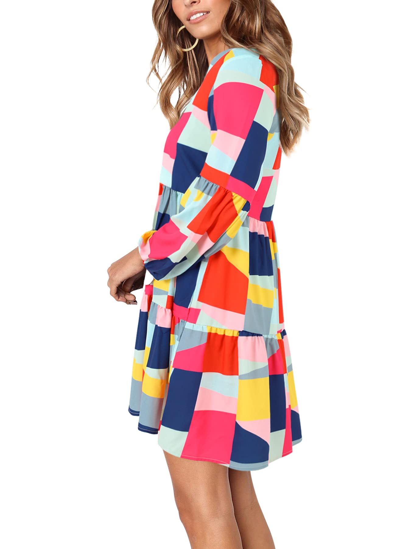 Foto 5 pulgar | Túnica Plisada A Cuadros Con Cuello En V De Dress Amoretu Para Mujer - Venta Internacional.
