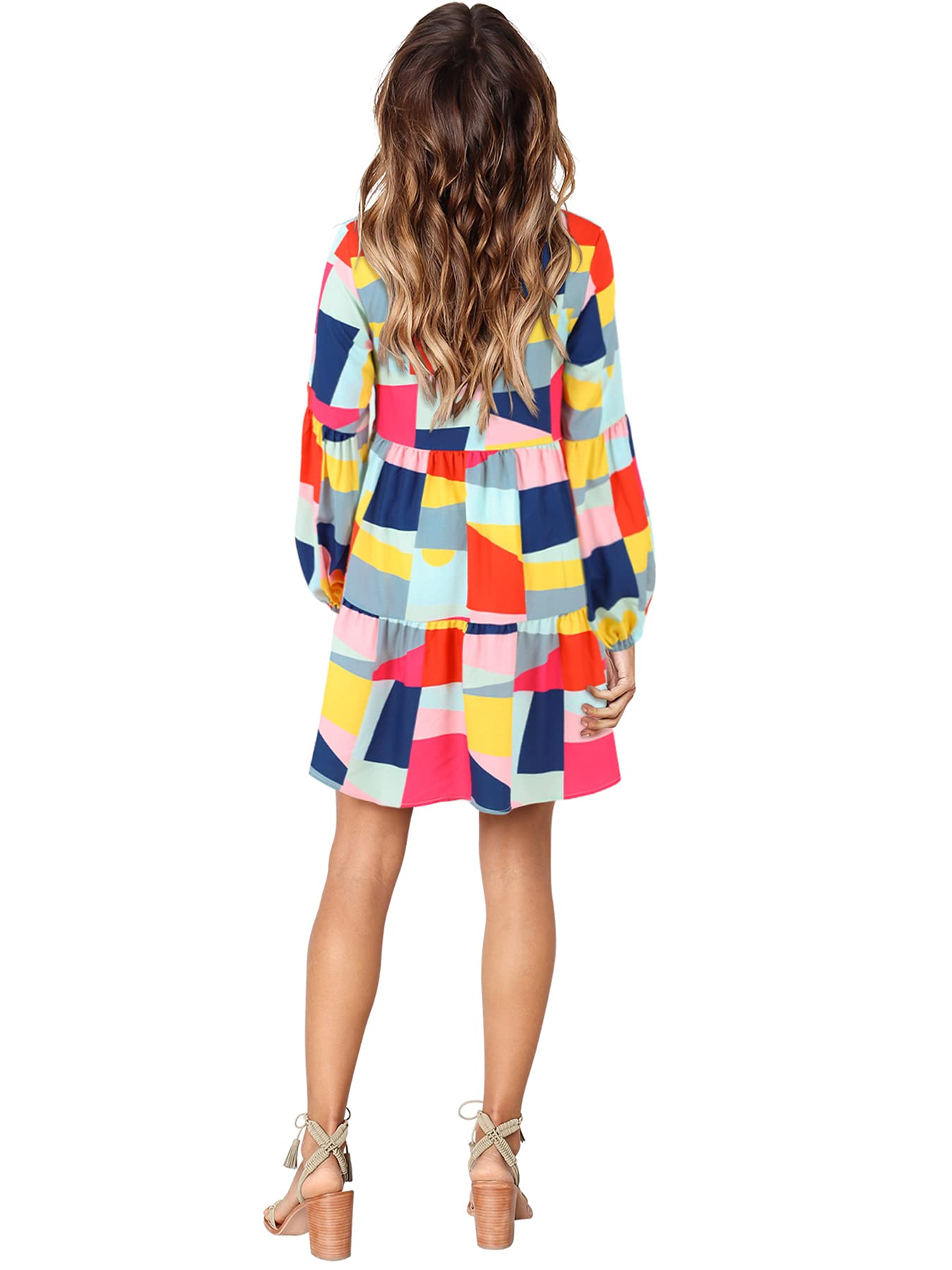 Foto 6 pulgar | Túnica Plisada A Cuadros Con Cuello En V De Dress Amoretu Para Mujer - Venta Internacional.