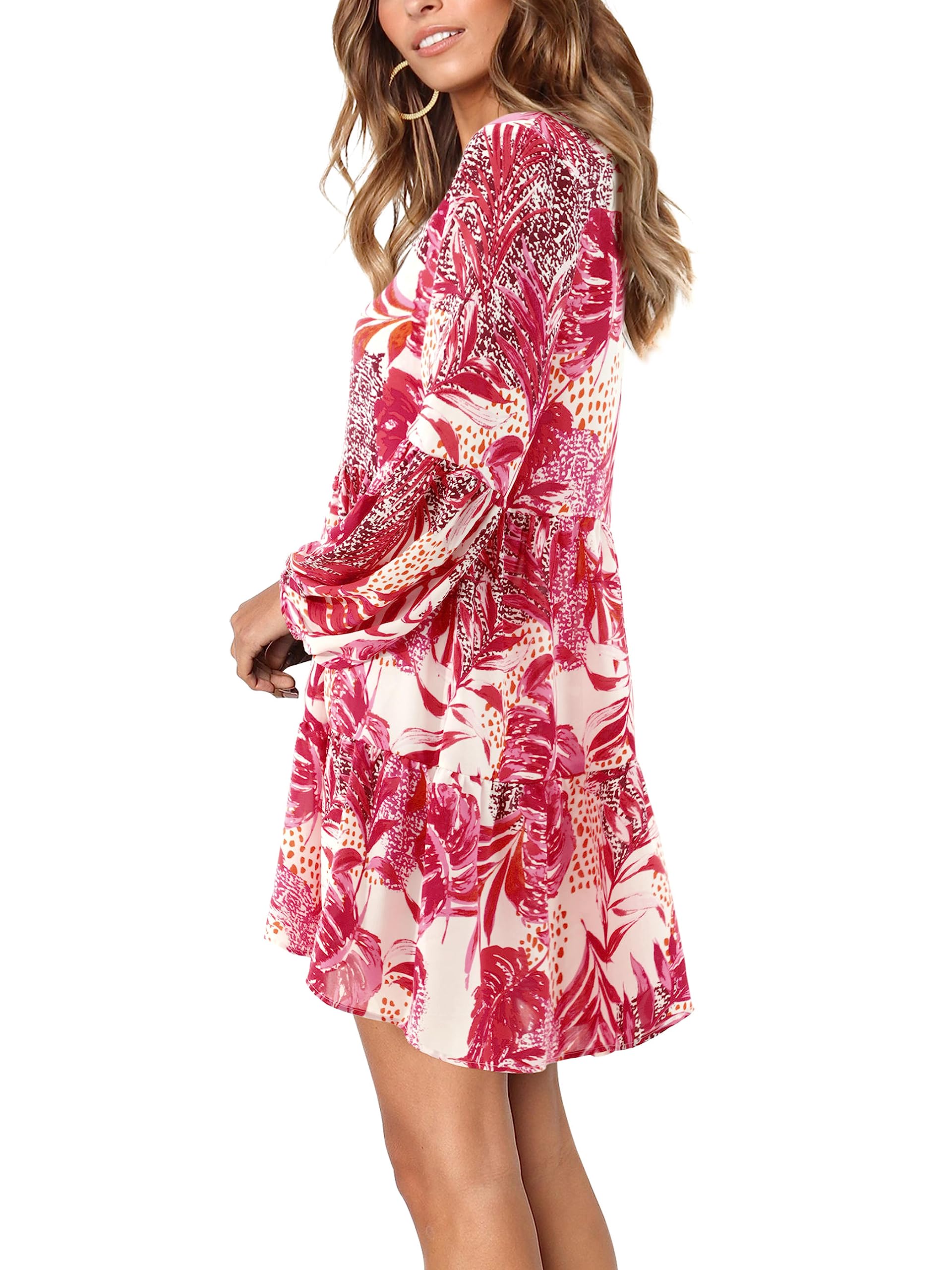 Foto 4 | Vestido Amoretu Con Cuello En V Y Manga Larga Tipo Túnica Para Mujer - Venta Internacional.
