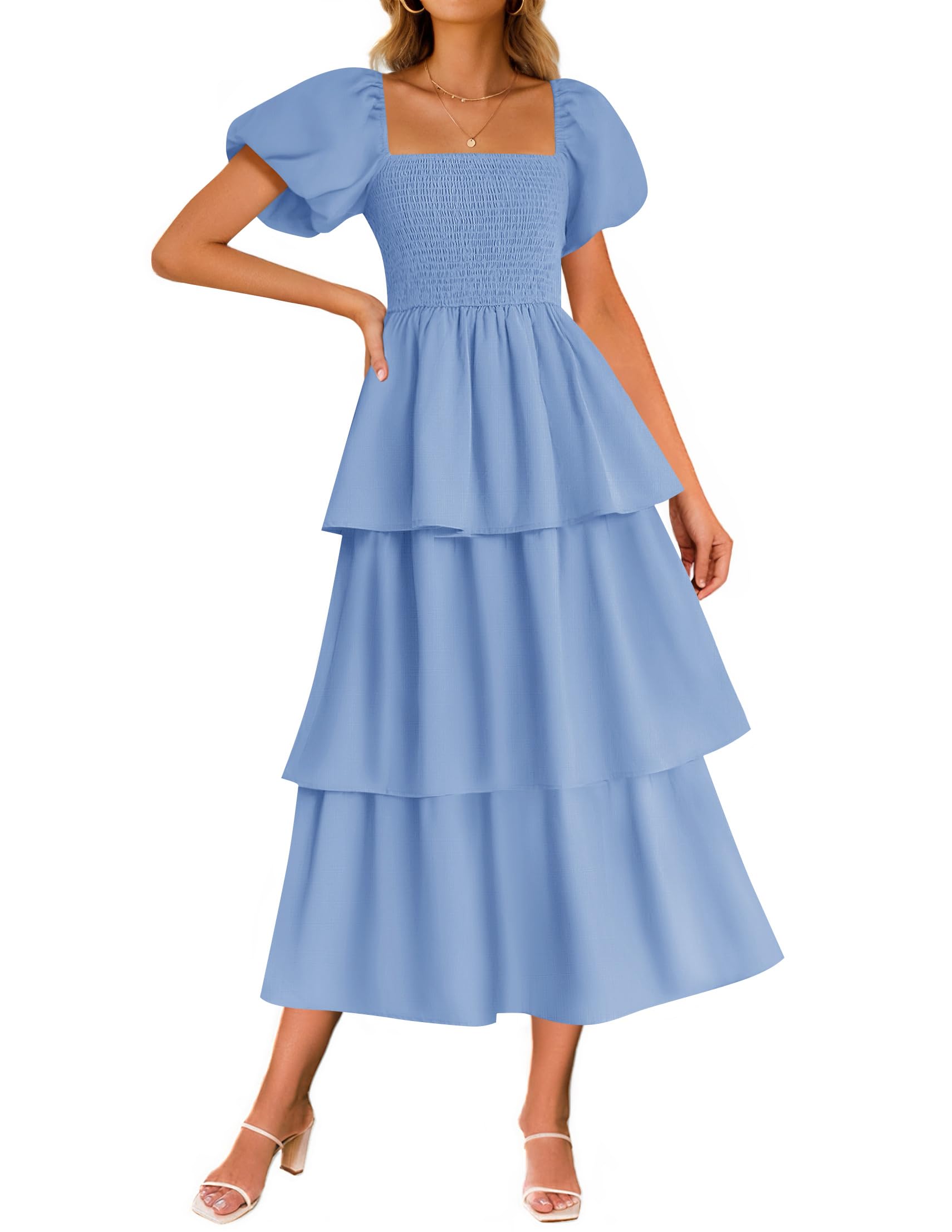 Foto 2 pulgar | Vestido Zesica Para Mujer 2025, Estilo Bohemio, Midi, Azul Claro - Venta Internacional.