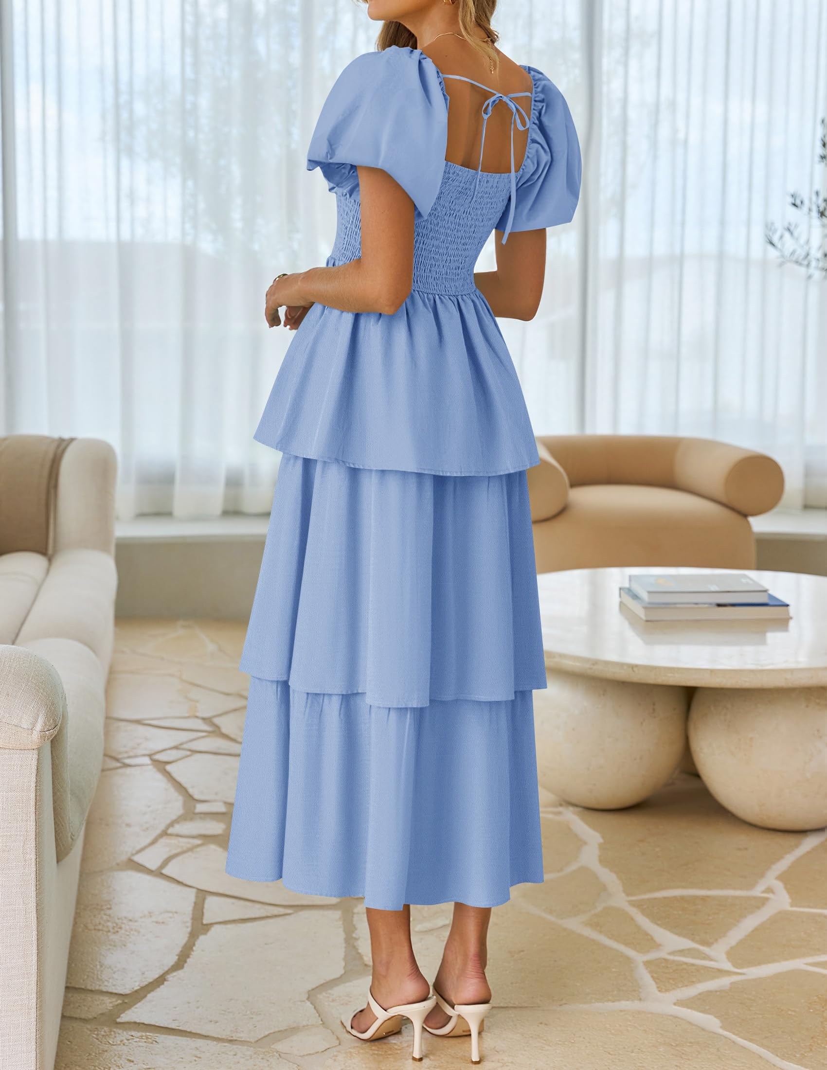Foto 5 pulgar | Vestido Zesica Para Mujer 2025, Estilo Bohemio, Midi, Azul Claro - Venta Internacional.
