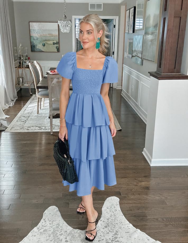 Foto 7 pulgar | Vestido Zesica Para Mujer 2025, Estilo Bohemio, Midi, Azul Claro - Venta Internacional.