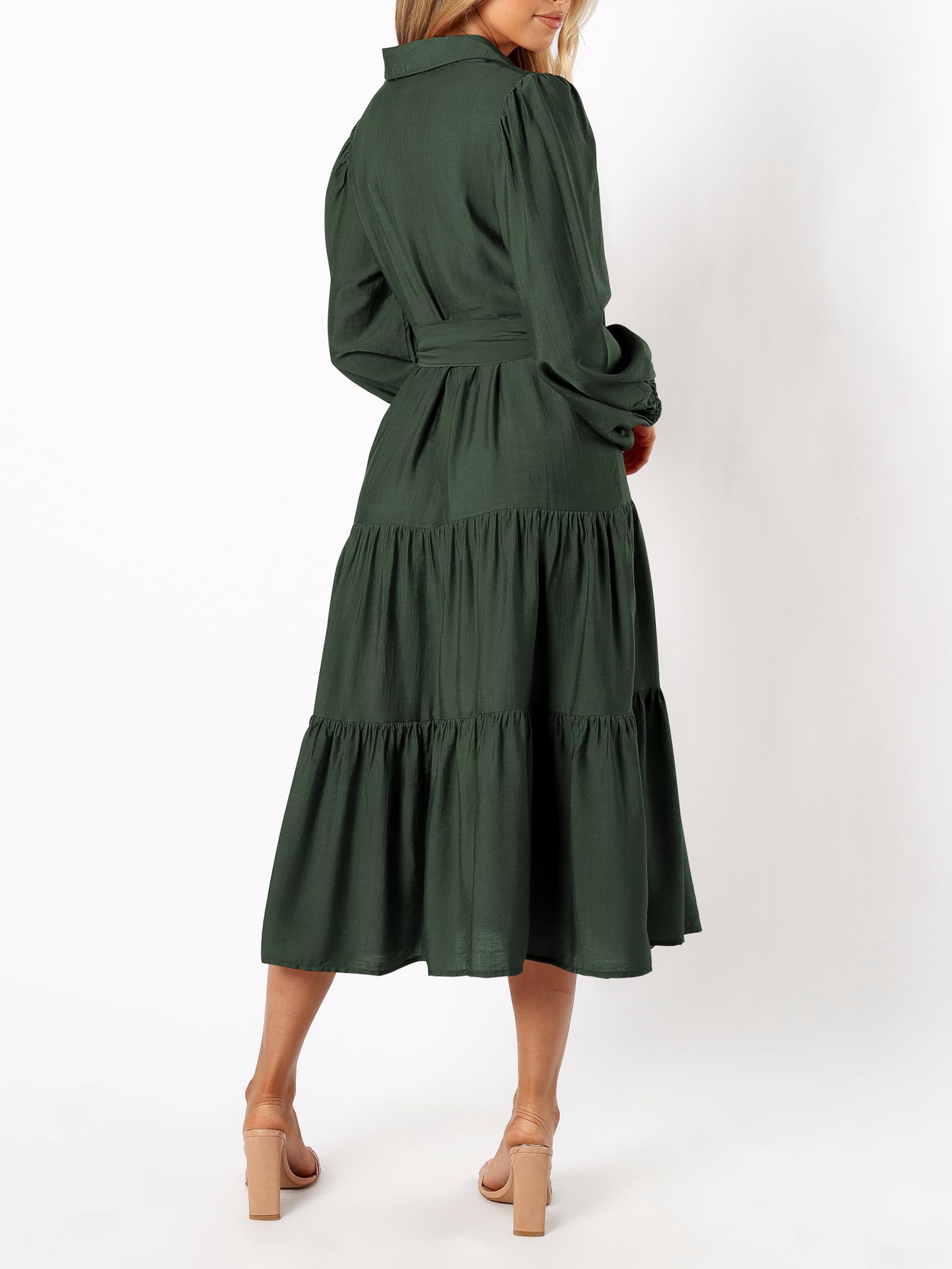 Foto 5 pulgar | Vestido Mascomoda Para Mujer, Manga Larga, Otoño 2024, Midi, Verde Oscuro - Venta Internacional.