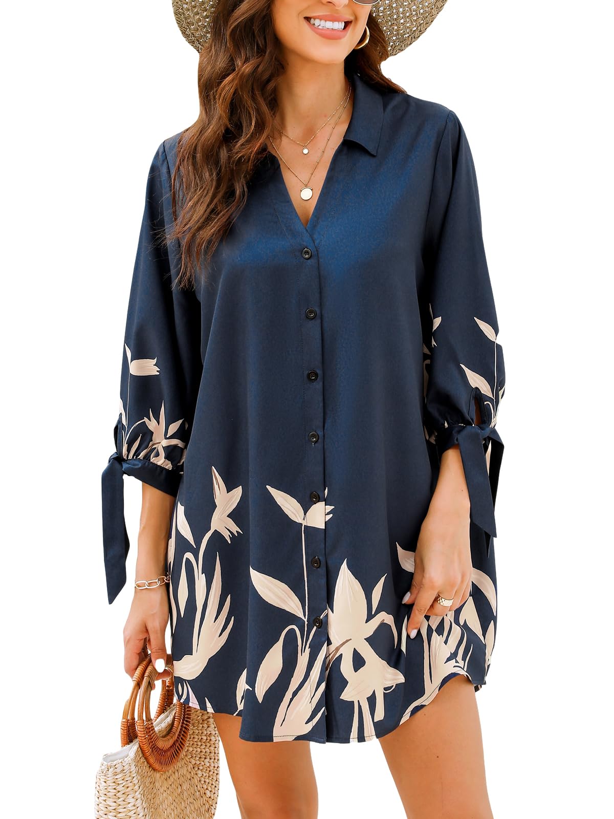 Foto 2 pulgar | Vestido Cupshe Para Mujer, Estampado Floral Y Playa, Color Azul S - Venta Internacional.