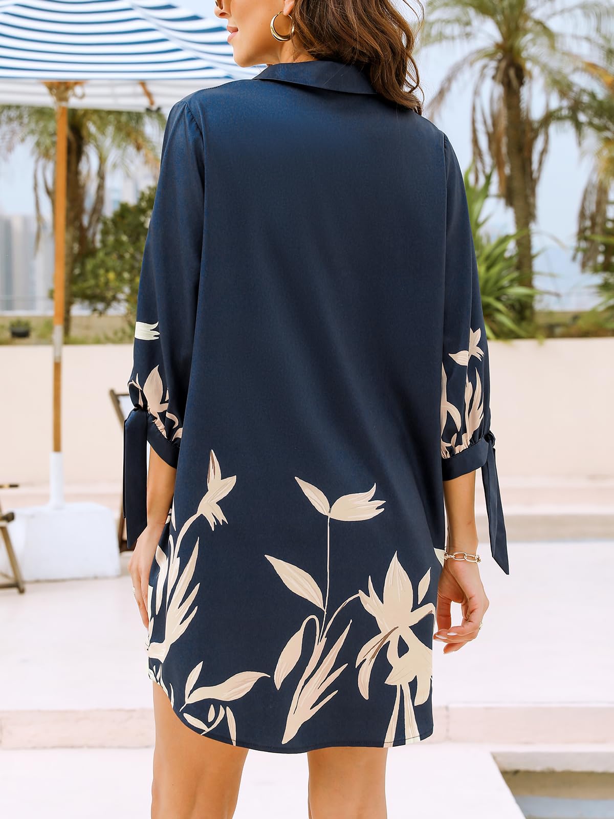 Foto 2 | Vestido Cupshe Para Mujer, Estampado Floral Y Playa, Color Azul S - Venta Internacional.