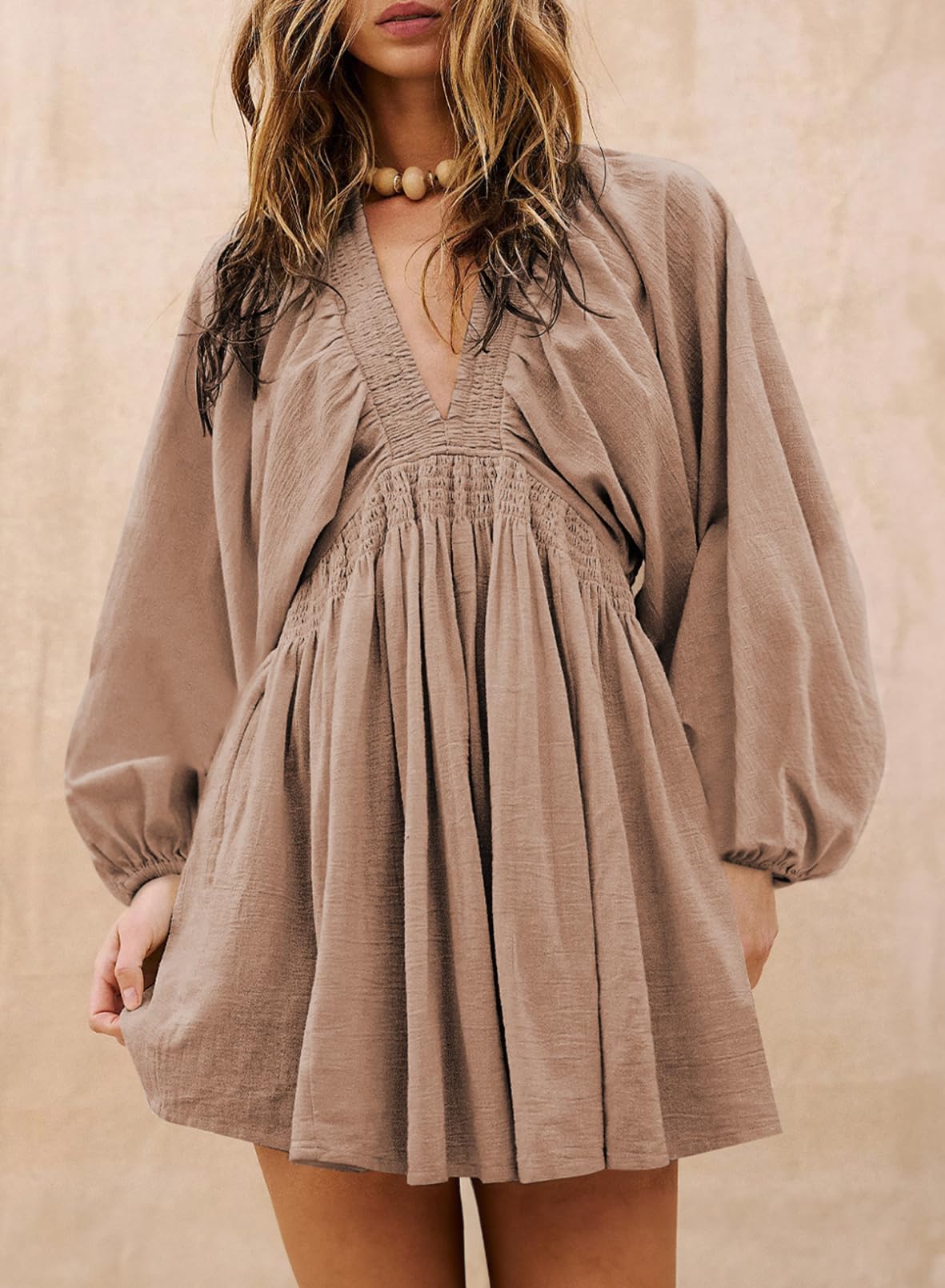 Foto 3 pulgar | Vestido Acelit Free People Otoño 2024 Casual Cuello En V Albaricoque S - Venta Internacional.