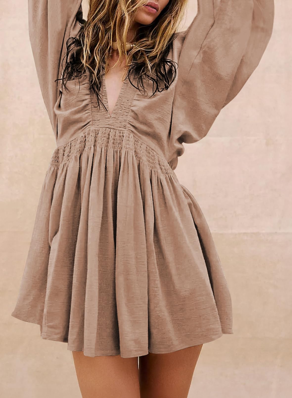 Foto 4 pulgar | Vestido Acelit Free People Otoño 2024 Casual Cuello En V Albaricoque S - Venta Internacional.