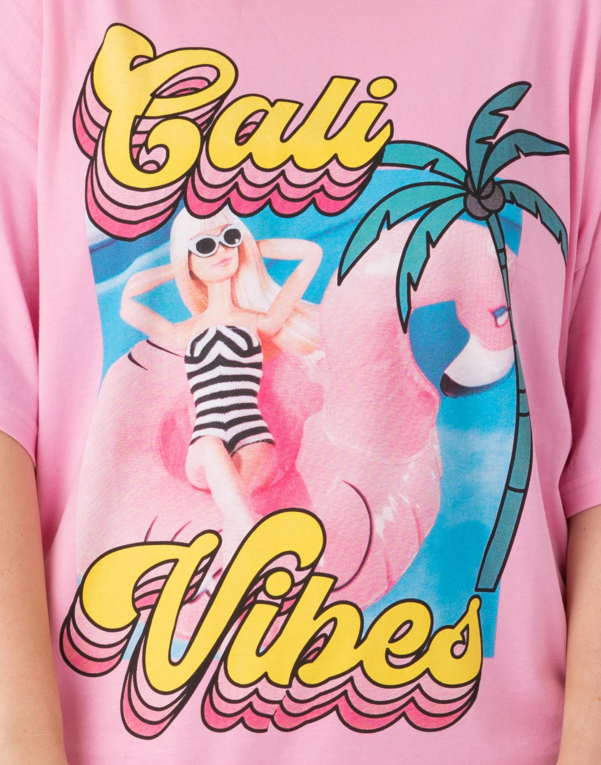 Foto 8 pulgar | Vestido Tipo Camiseta Extragrande Para Mujer, Estilo Barbie California Vibes, Color Rosa - Venta Internacional.