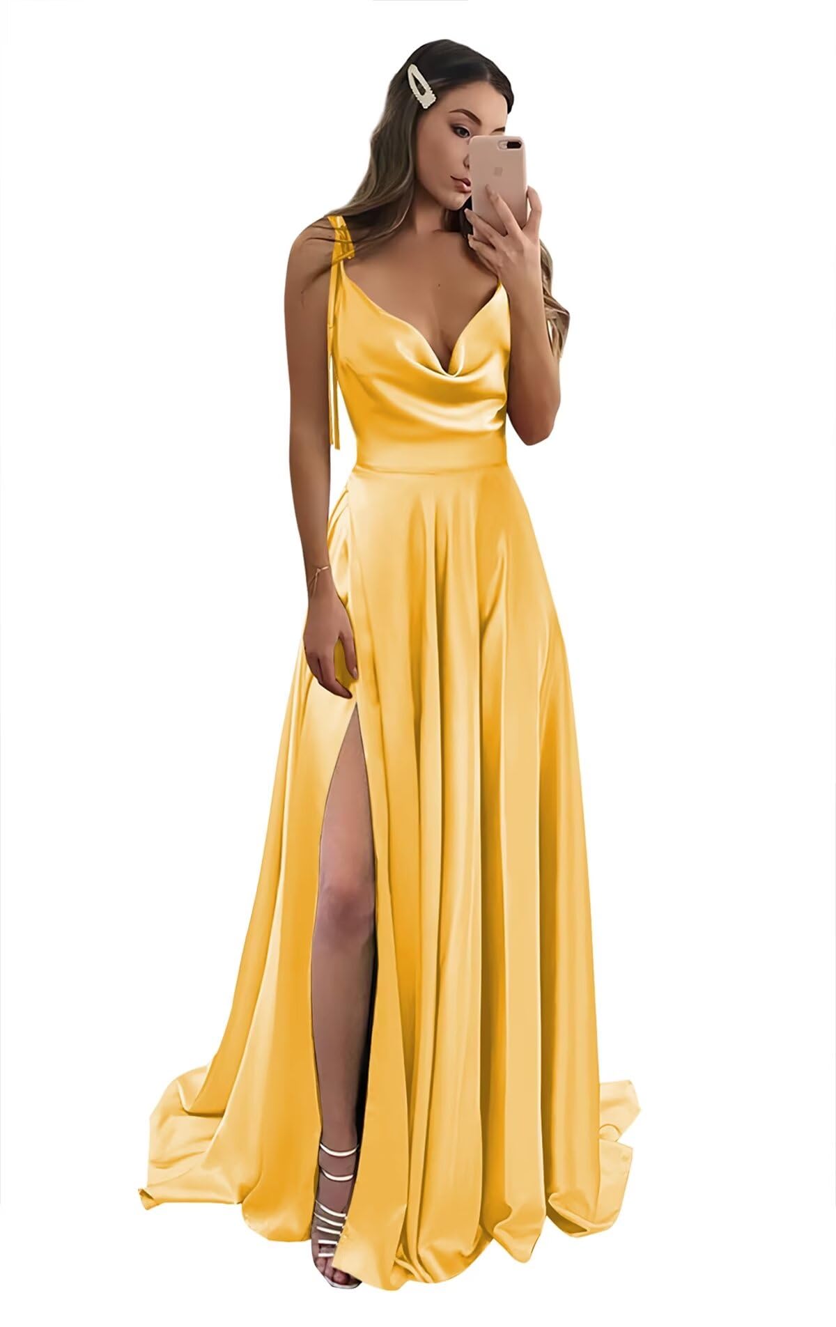 Foto 1 | Vestido De Fiesta Monvelli De Satén Con Cuello Vuelto Sin Espalda Y Bolsillos Abiertos - Venta Internacional.