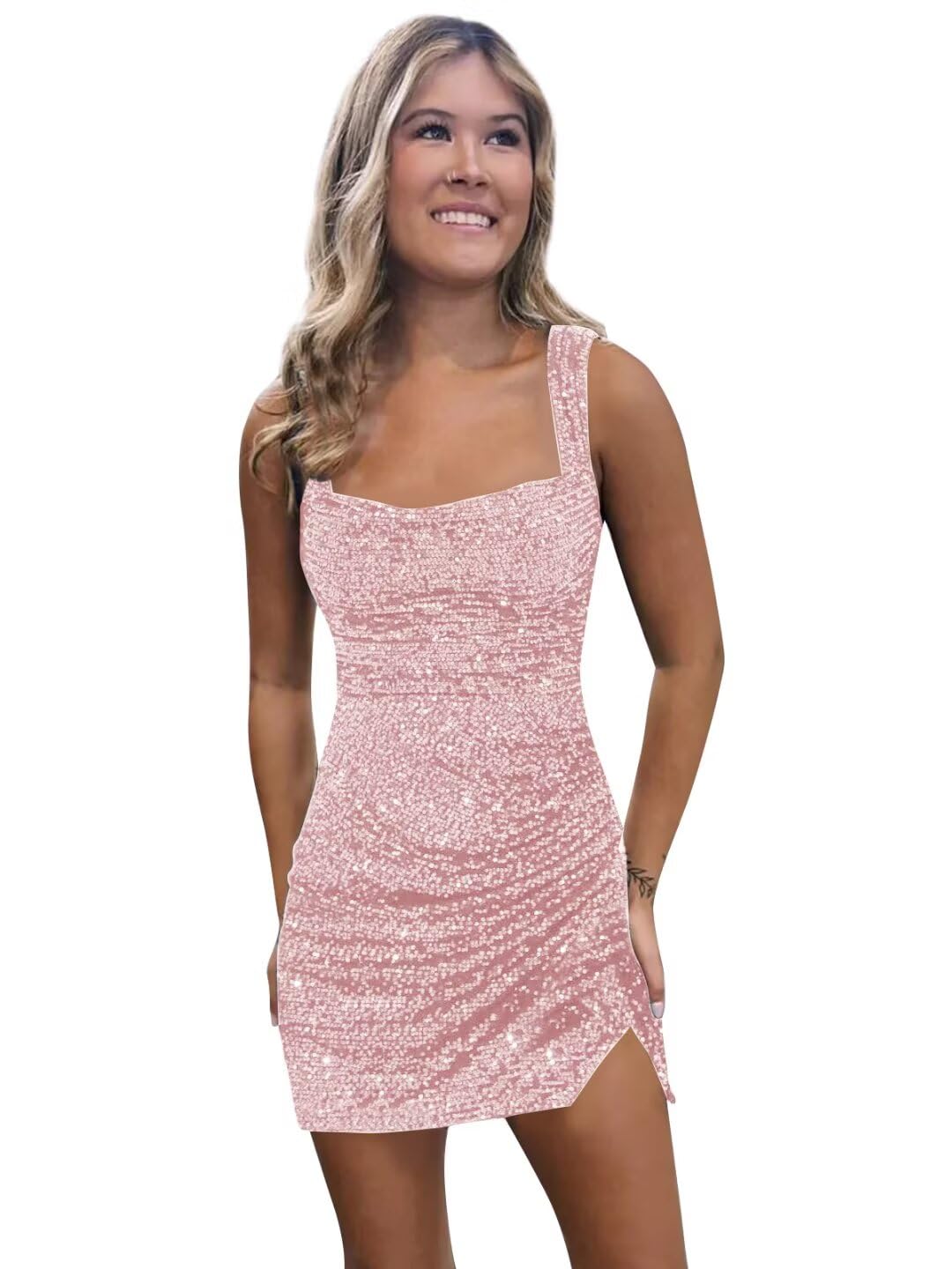 Foto 2 pulgar | Vestido De Bienvenida Bolensye Con Lentejuelas Rojas Y Tirantes Finos, Talla 16 - Venta Internacional.