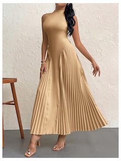 Foto 4 | Vestido Largo Soly Hux Sin Mangas A Line Para Mujer, Color Caqui - Venta Internacional.