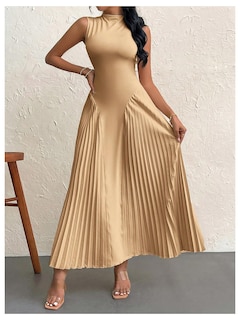 Foto 5 | Vestido Largo Soly Hux Sin Mangas A Line Para Mujer, Color Caqui - Venta Internacional.