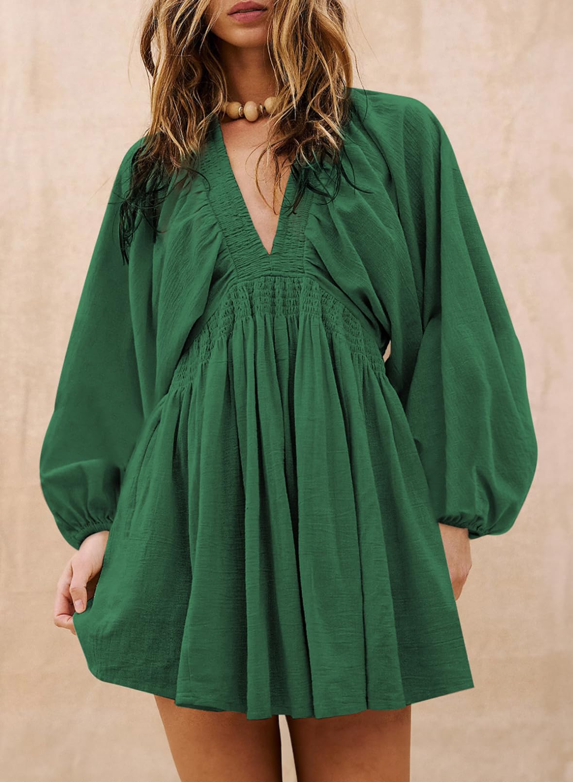 Foto 2 | Vestido Acelit Otoño 2024 Moda Manga Larga Cuello En V Verde L - Venta Internacional.