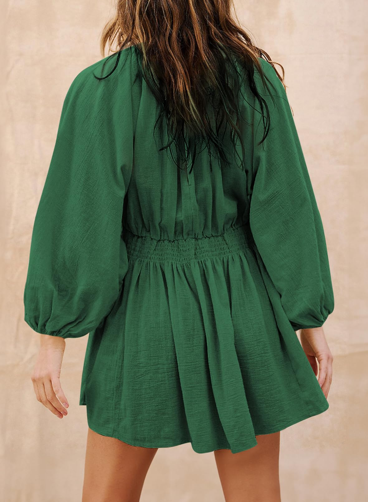 Foto 5 pulgar | Vestido Acelit Otoño 2024 Moda Manga Larga Cuello En V Verde L - Venta Internacional.