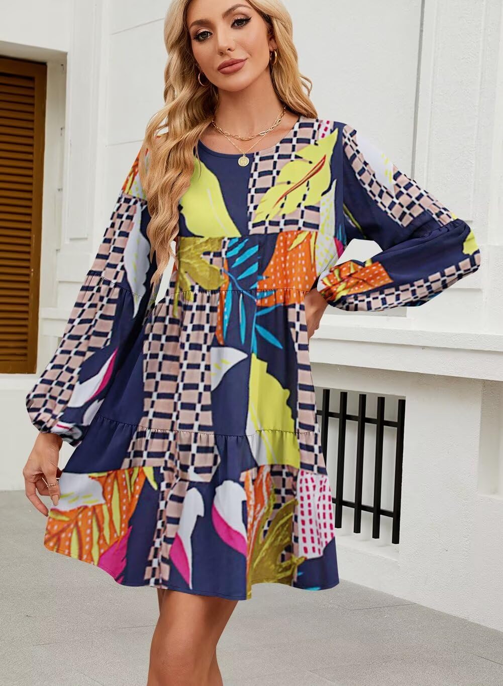 Foto 4 pulgar | Vestido De Otoño Qacohu 2024, Moderno, Manga Linterna, Diseño De Muñeca - Venta Internacional.