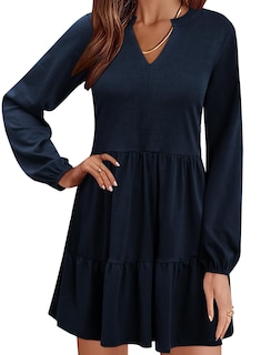 Foto 1 | Vestido Qacohu 2024 Con Cuello En V, Camisa, Para Mujer, Primavera, Otoño, Azul - Venta Internacional.