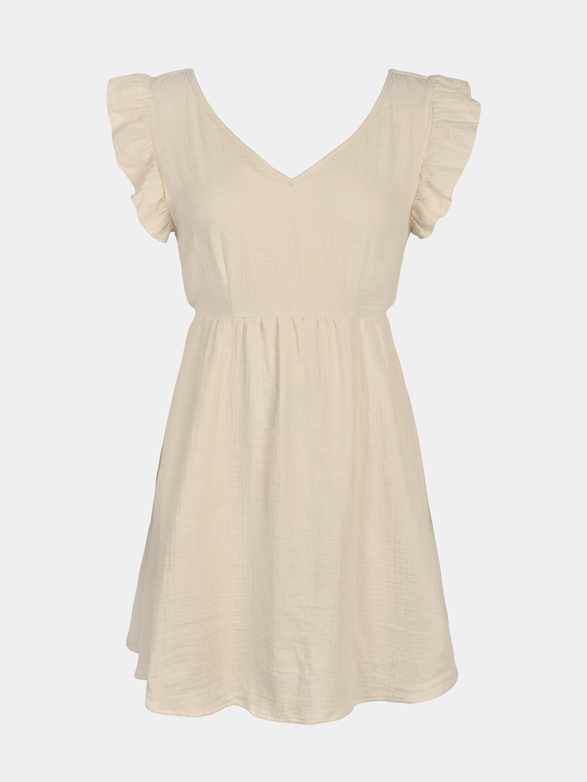 Foto 5 pulgar | Vestido Encubierto Cupshe Con Cuello En V Y Mangas Onduladas  Algodón  Beige - Venta Internacional.