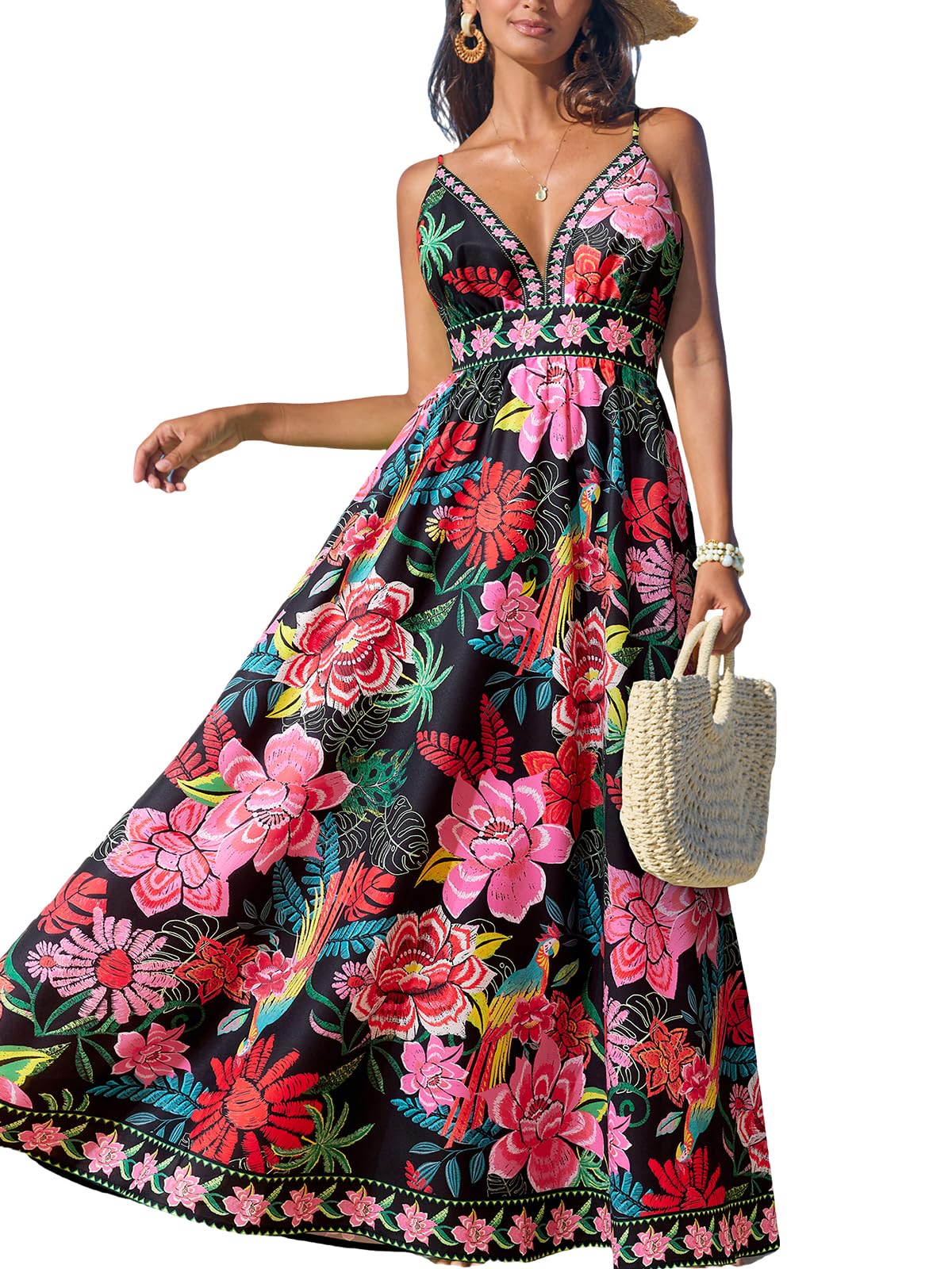 Foto 2 pulgar | Vestido De Verano Cupshe Para Mujer  Cuello En V  Sin Mangas  Floral  Xl - Venta Internacional.