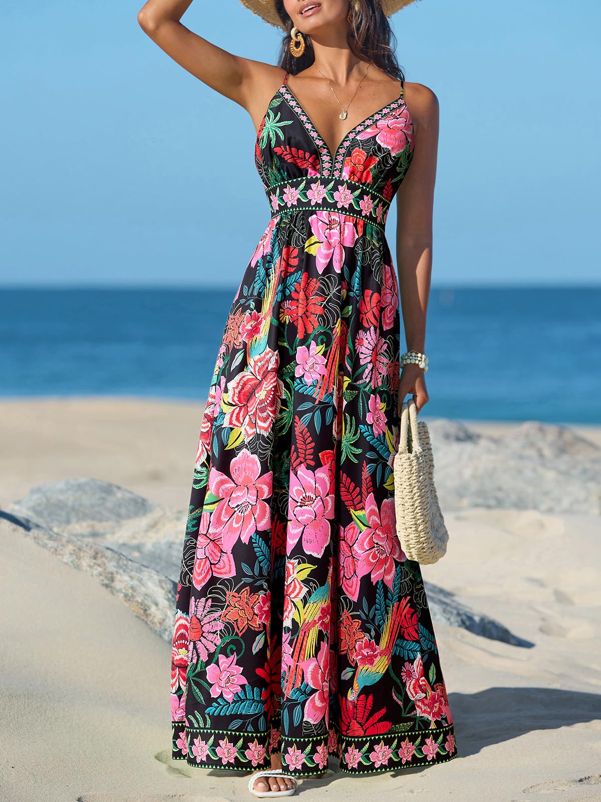Foto 3 pulgar | Vestido De Verano Cupshe Para Mujer  Cuello En V  Sin Mangas  Floral  Xl - Venta Internacional.