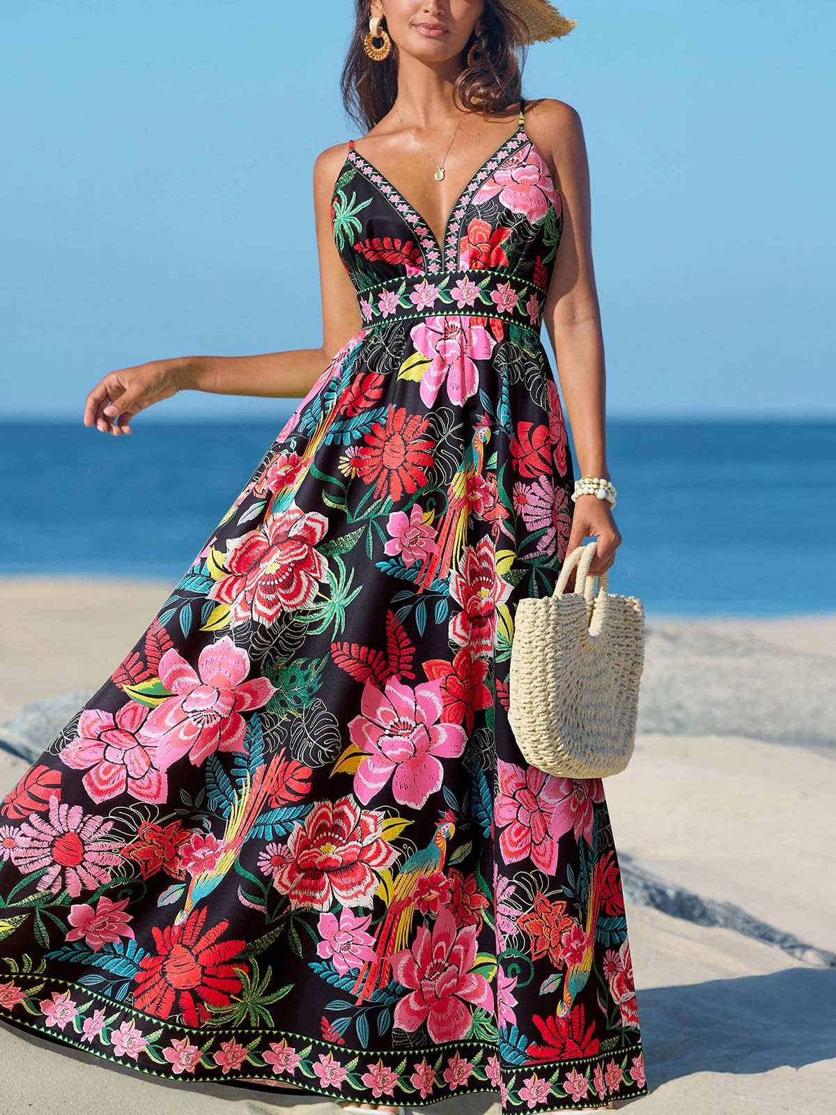 Foto 6 pulgar | Vestido De Verano Cupshe Para Mujer  Cuello En V  Sin Mangas  Floral  Xl - Venta Internacional.