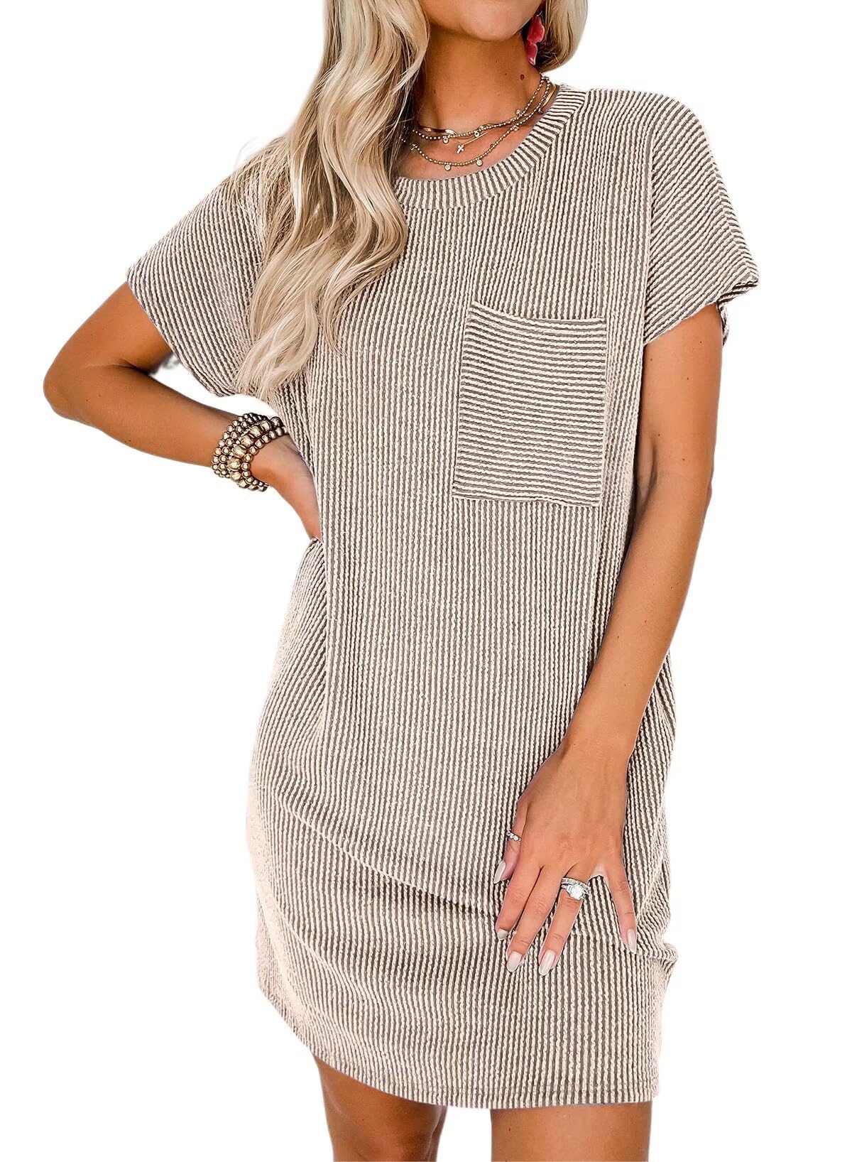 Foto 2 pulgar | Vestido Acelit Casual De Moda De Verano 2025 Para Mujer  Beige  Xs - Venta Internacional.