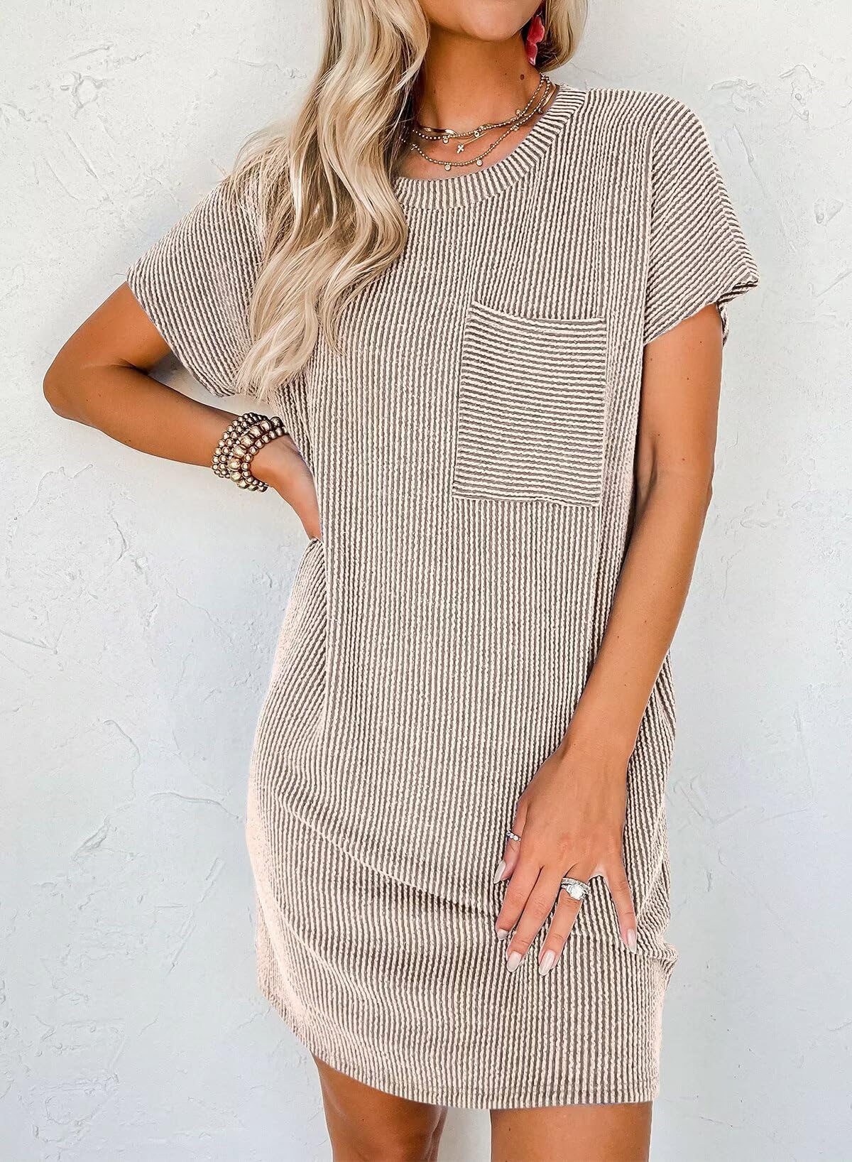 Foto 3 pulgar | Vestido Acelit Casual De Moda De Verano 2025 Para Mujer  Beige  Xs - Venta Internacional.