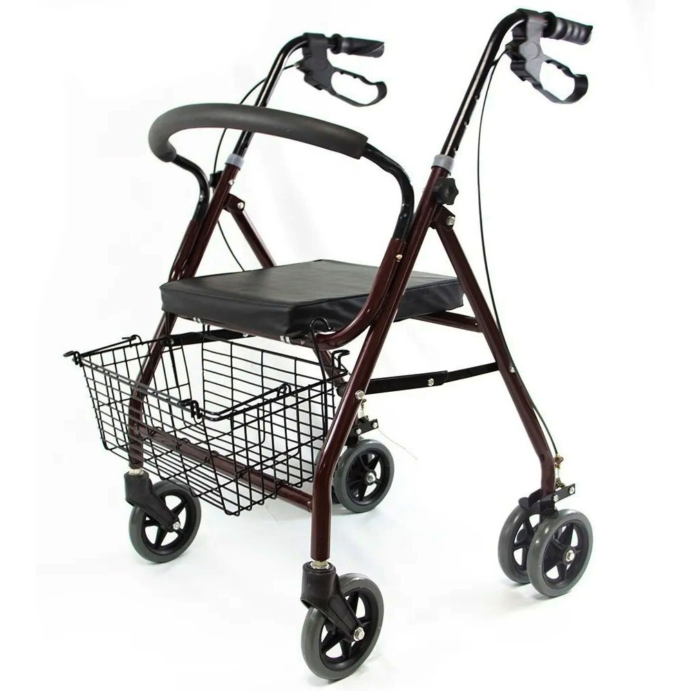 Andadera Ligera Nanofort color Rojo con Canastilla Plegable para Adulto Mayor Rollator