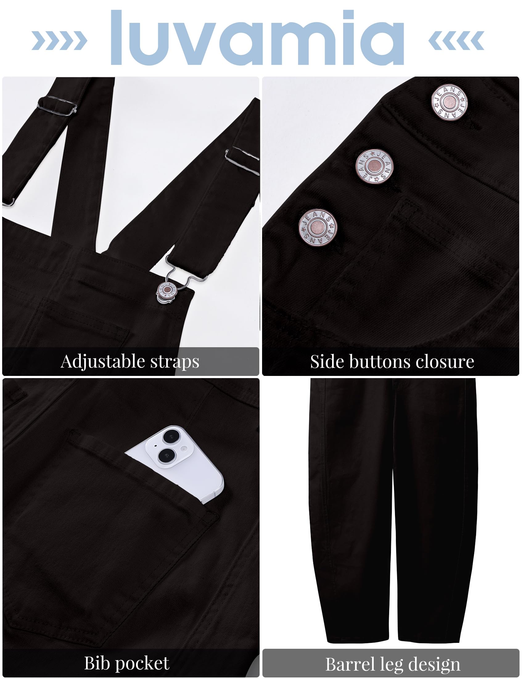 Foto 5 | Mono General Luvamia Cute Denim Para Mujer Negro Xxl - Venta Internacional.