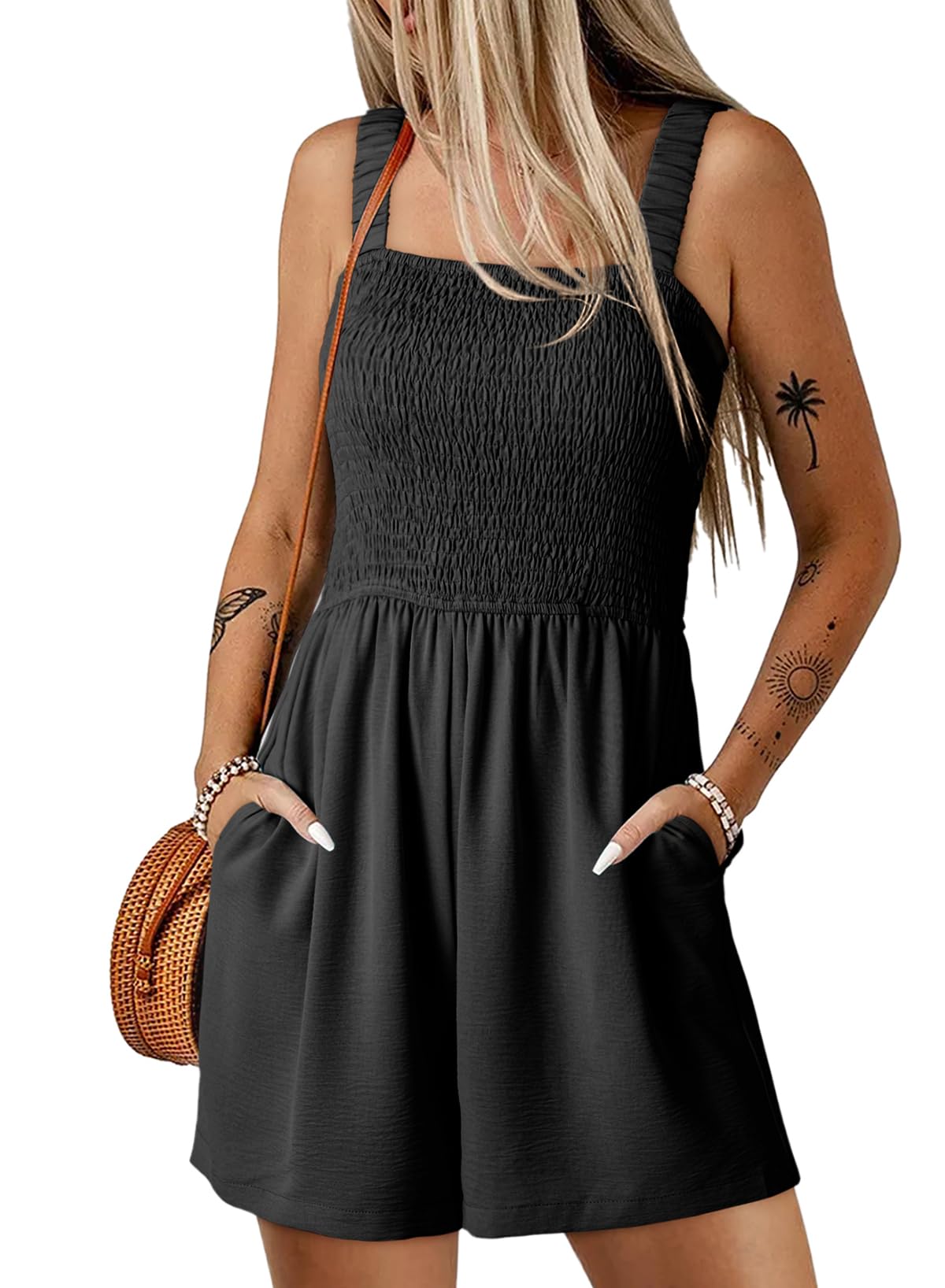 Foto 2 pulgar | Mono Holgado Dokotoo Para Mujer, Negro, Pernera Ancha Con Bolsillos - Venta Internacional.