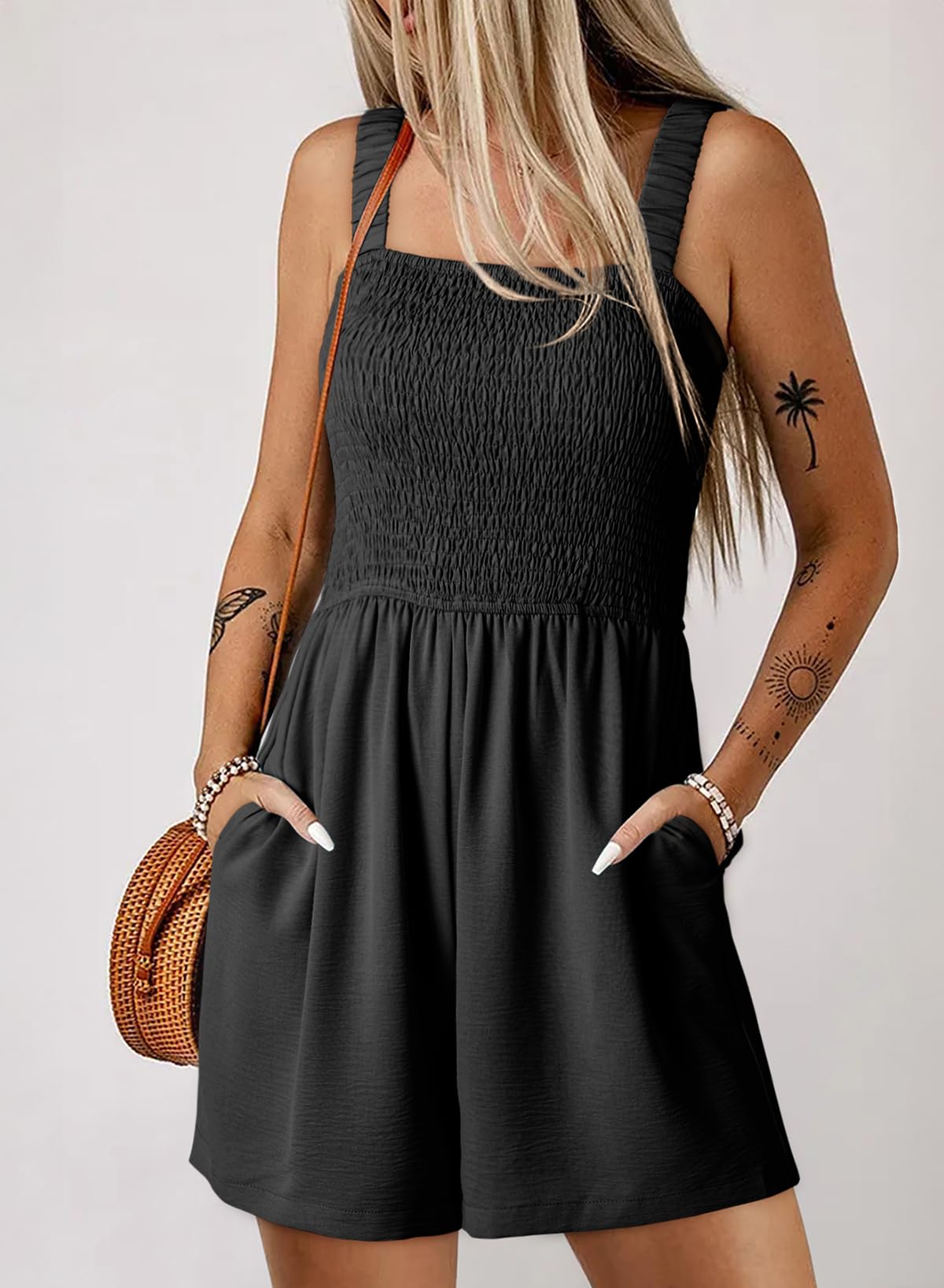 Foto 3 pulgar | Mono Holgado Dokotoo Para Mujer, Negro, Pernera Ancha Con Bolsillos - Venta Internacional.