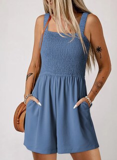 Foto 2 | Mono Dokotoo Azul Oscuro Holgado De Pierna Ancha Sin Mangas Para Mujer - Venta Internacional.