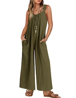 Foto 1 | Mono Zesica Para Mujer, Cuello En V, Sin Mangas, Casual, Militar - Venta Internacional.