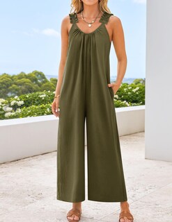 Foto 3 | Mono Zesica Para Mujer, Cuello En V, Sin Mangas, Casual, Militar - Venta Internacional.