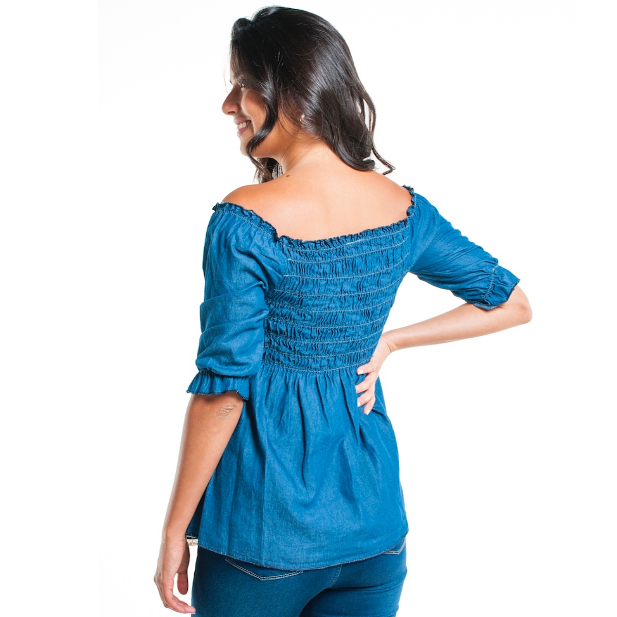 Foto 2 | Blusa de Maternidad de Mezclilla Azul