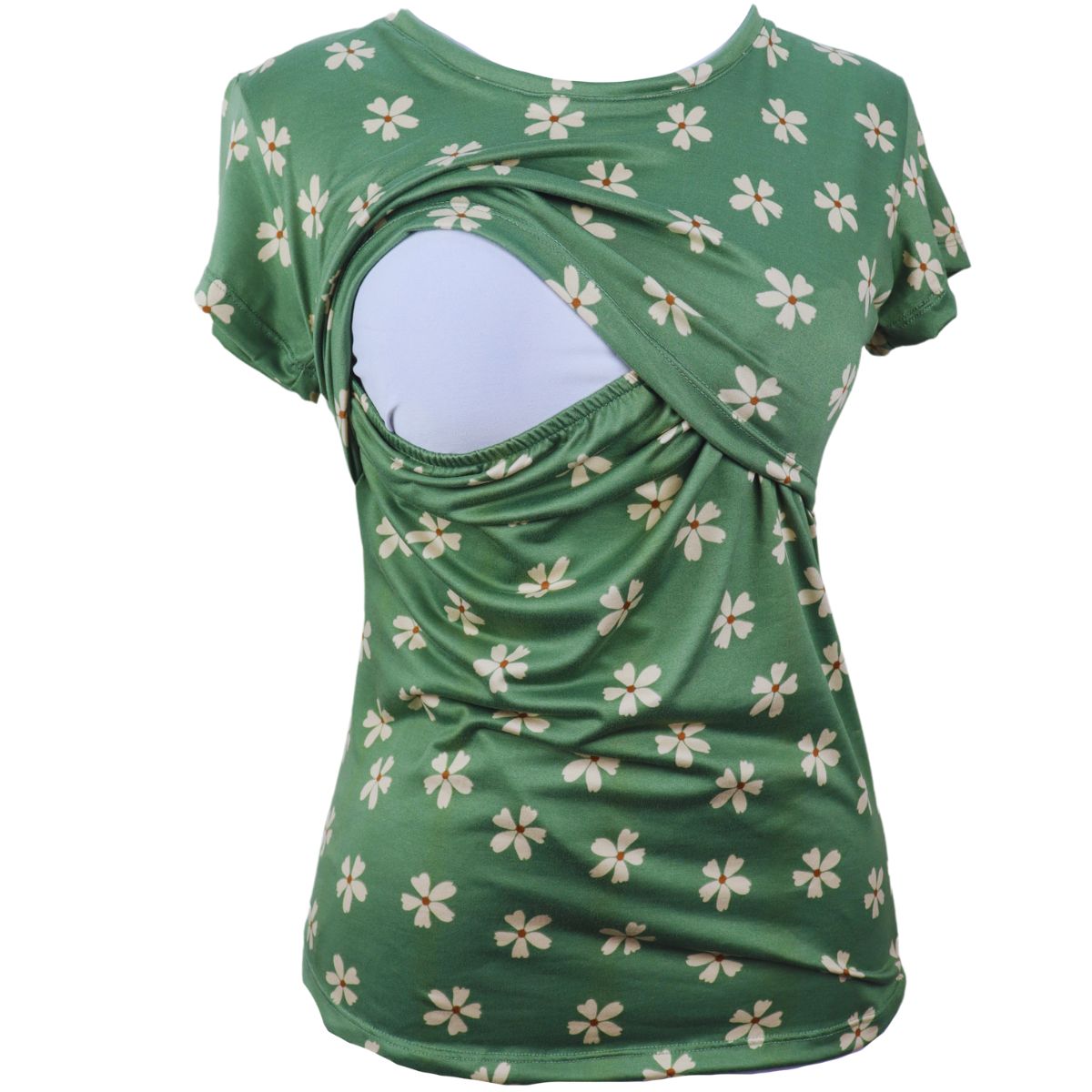 Foto 2 pulgar | Mae Baby Blusas De Maternidad Y Lactancia Mujer Playeras De Manga Corta Ropa Suave Embarazada Camisetas (verde Flo