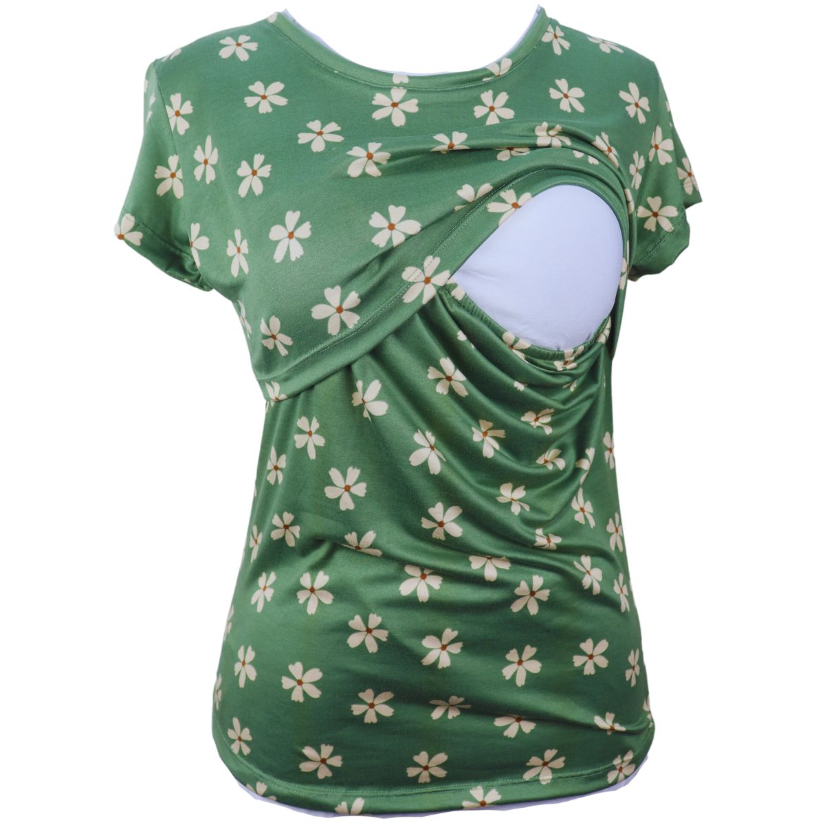Foto 3 pulgar | Mae Baby Blusas De Maternidad Y Lactancia Mujer Playeras De Manga Corta Ropa Suave Embarazada Camisetas (verde Flo