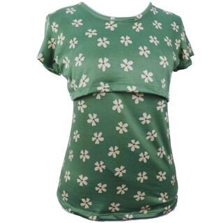 Foto 3 | Mae Baby Blusas De Maternidad Y Lactancia Mujer Playeras De Manga Corta Ropa Suave Embarazada Camisetas (verde Flo