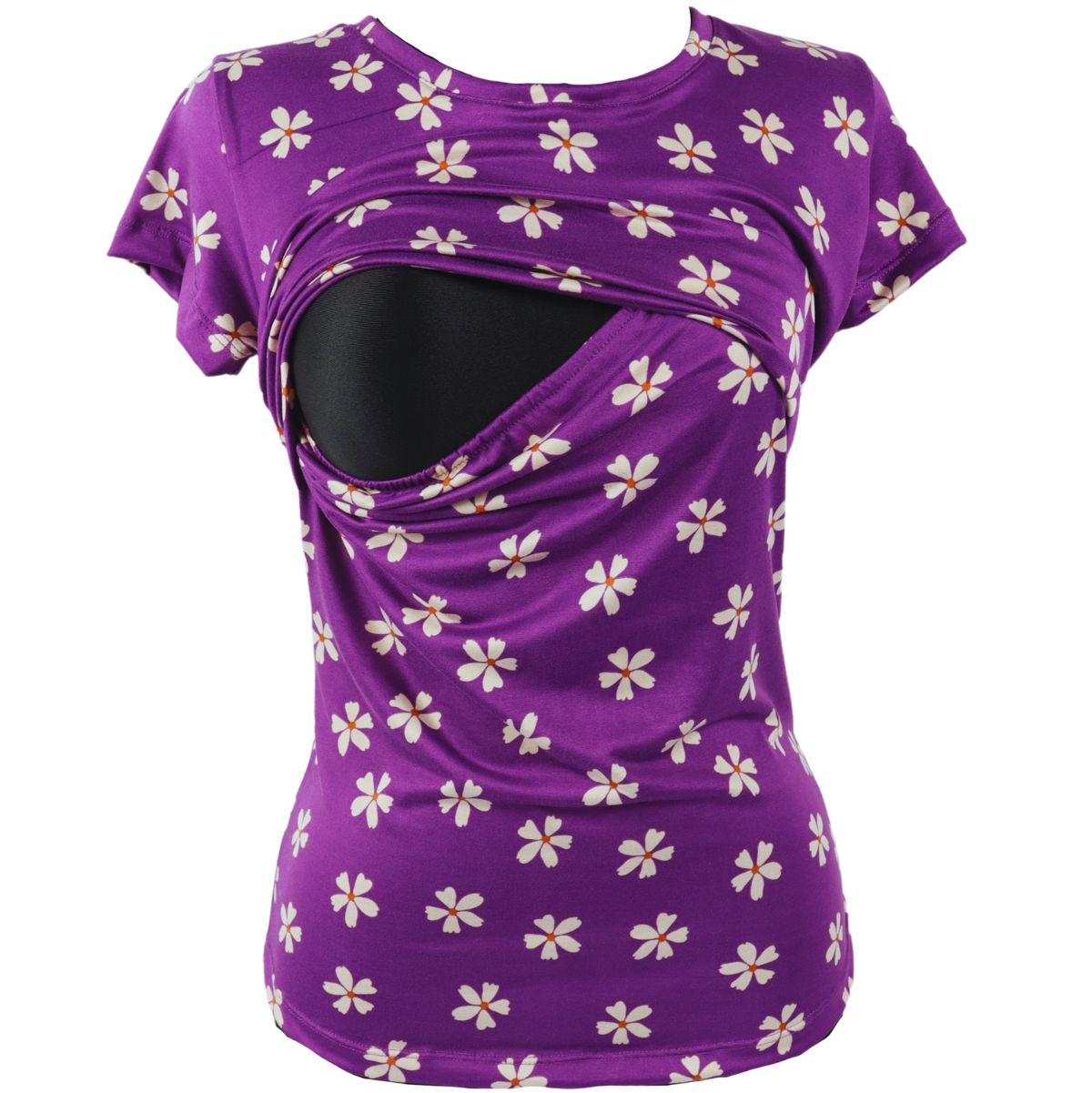 Foto 2 | Mae Baby Blusas De Maternidad Y Lactancia Mujer Playeras De Manga Corta Ropa Suave Embarazada Camisetas (morado Fl