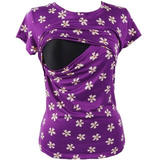 Foto 2 | Mae Baby Blusas De Maternidad Y Lactancia Mujer Playeras De Manga Corta Ropa Suave Embarazada Camisetas (morado Fl