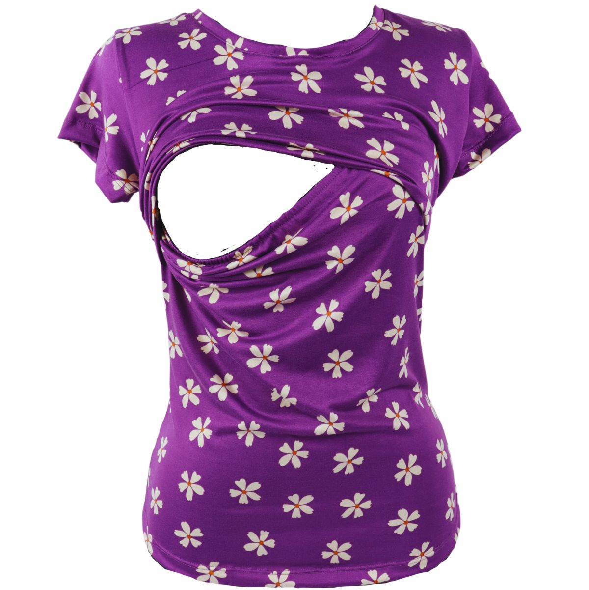 Foto 3 | Mae Baby Blusas De Maternidad Y Lactancia Mujer Playeras De Manga Corta Ropa Suave Embarazada Camisetas (morado Fl