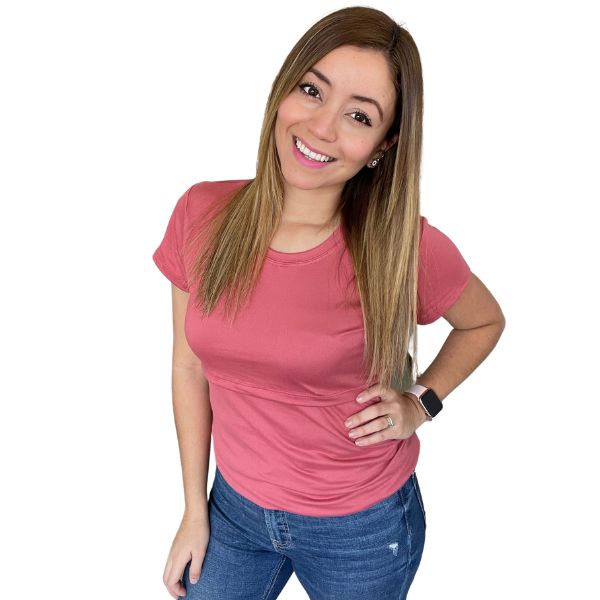 Foto 3 pulgar | Mae Baby Blusas De Maternidad Y Lactancia Mujer Playeras De Manga Corta Ropa Suave Embarazada Camisetas (rosa Nécta
