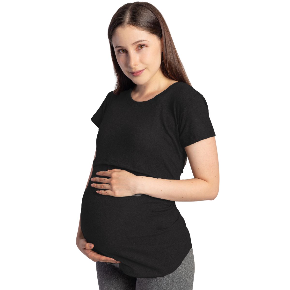 Foto 5 pulgar | Mae Baby Blusas De Maternidad Y Lactancia Mujer Playeras De Manga Corta Ropa Moda Suave Embarazada Camisetas (negro,
