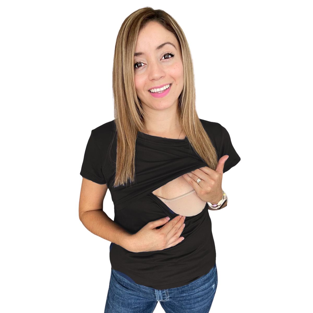 Foto 7 pulgar | Mae Baby Blusas De Maternidad Y Lactancia Mujer Playeras De Manga Corta Ropa Moda Suave Embarazada Camisetas (negro,