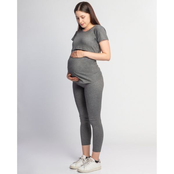 Foto 4 pulgar | Mae Baby Blusas De Maternidad Y Lactancia Mujer Playeras De Manga Corta Ropa Suave Embarazada Camisetas (gris Oxford