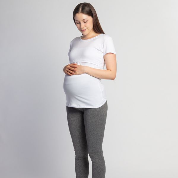 Foto 5 | Mae Baby Blusas De Maternidad Y Lactancia Mujer Playeras De Manga Corta Ropa Moda Suave Embarazada Camisetas (blanc