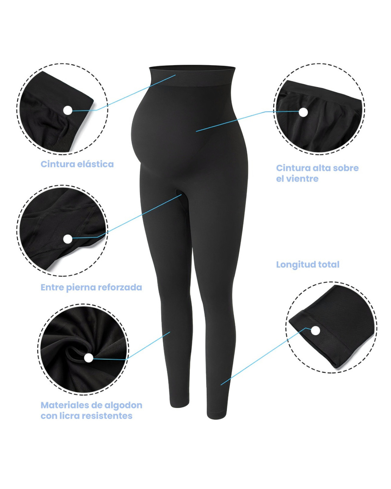 Foto 6 pulgar | Pack 3 Leggins de Maternidad Loving Moments Negros